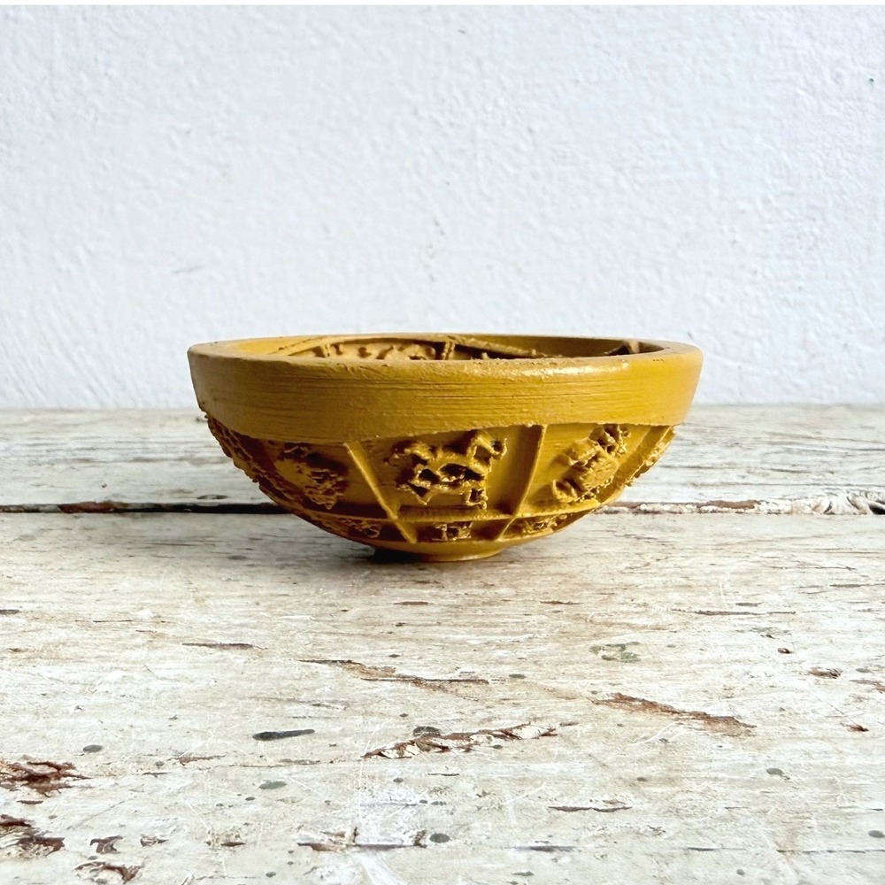 3D Printed Zodiac Astrological Signs Decorative Bowl Mustard Yellow Celestial